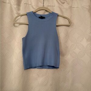 Blue Sleeveless Ribbed Top